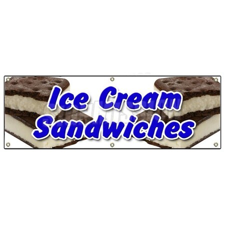 Signmission Ice Cream Sandwiches Banner Heavy Duty 13 Oz Vinyl with Grommets B-72 Ice Cream Sandwiches